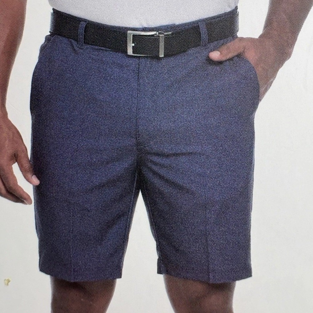 NWOT Pebble Beach Golf Shorts Men's 34 Blue Polyester Stretch Herringbone